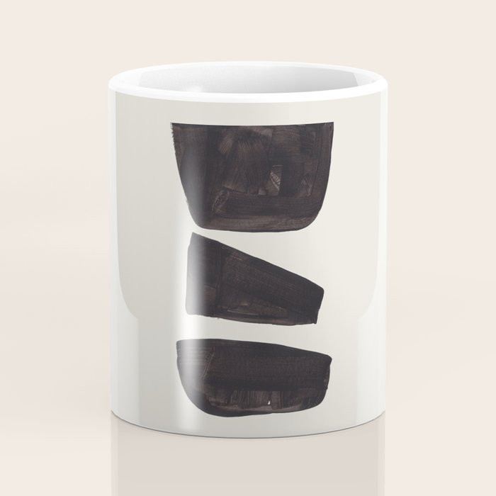 Black & White Minimalist Abstract Shapes Patterns Black Ink Painting Coffee Mug Gallery Image 4