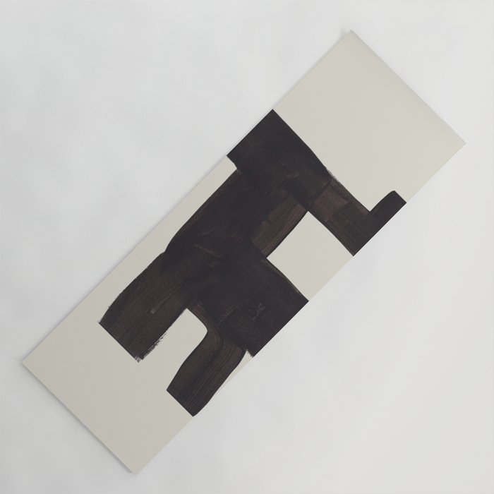 Black and White Minimalist Shapes Mid century Ink painting Yoga Mat Gallery Image 1