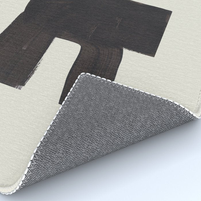 Black and White Minimalist Shapes Mid century Ink painting Rug Gallery Image 4