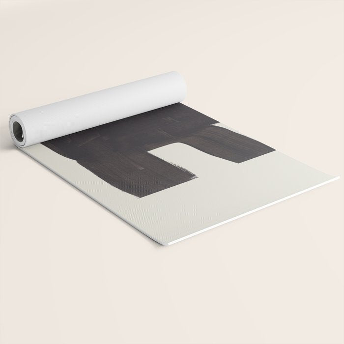 Black and White Minimalist Shapes Mid century Ink painting Yoga Mat Gallery Image 2