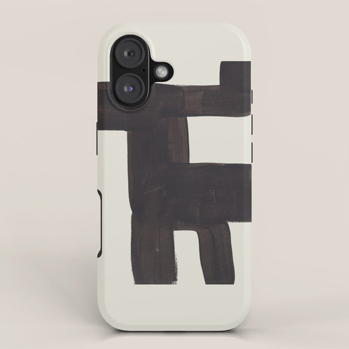 Black and White Minimalist Shapes Mid century Ink painting iPhone Case Gallery Image 1