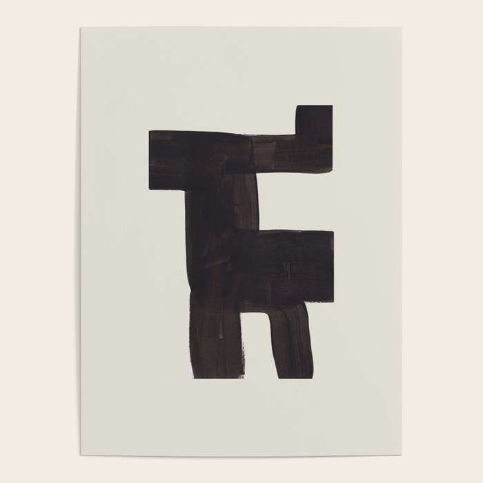 Black and White Minimalist Shapes Mid century Ink painting Poster Gallery Image 4