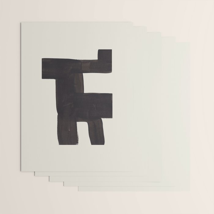 Black and White Minimalist Shapes Mid century Ink painting Wrapping Paper Gallery Image 3