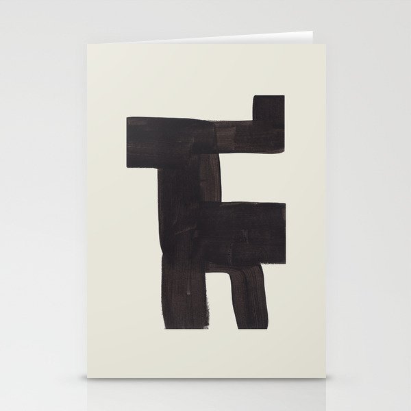 Black and White Minimalist Shapes Mid century Ink painting Stationery Card Gallery Image 2