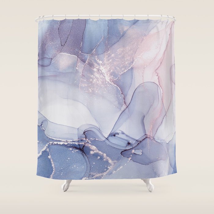 Abstract Blue Pink Purple Art Print By LandSartprints Shower Curtain Gallery Image 1