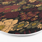 Classy Burgundy, Cream & Sage Green Floral Pattern Bath Mat Gallery Image 3