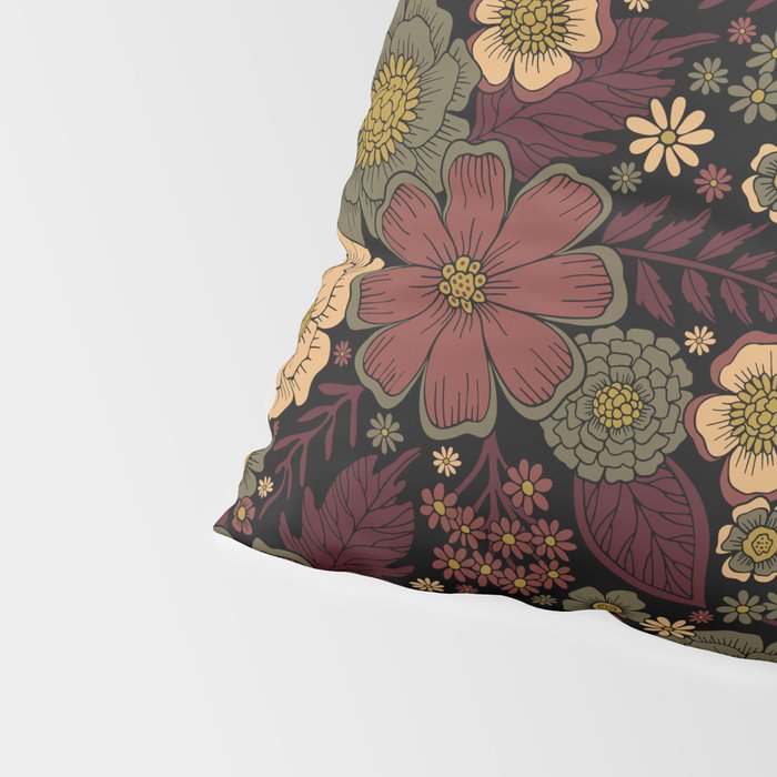 Classy Burgundy, Cream & Sage Green Floral Pattern Pillow Sham Gallery Image 4