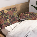Classy Burgundy, Cream & Sage Green Floral Pattern Pillow Sham Gallery Image 2