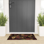 Classy Burgundy, Cream & Sage Green Floral Pattern Welcome Mat Gallery Image 3