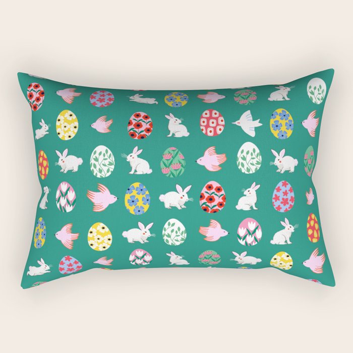 Floral Easter Garden Rectangular Pillow Gallery Image 2
