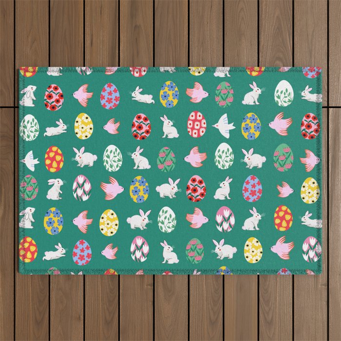 Floral Easter Garden Outdoor Rug Gallery Image 1