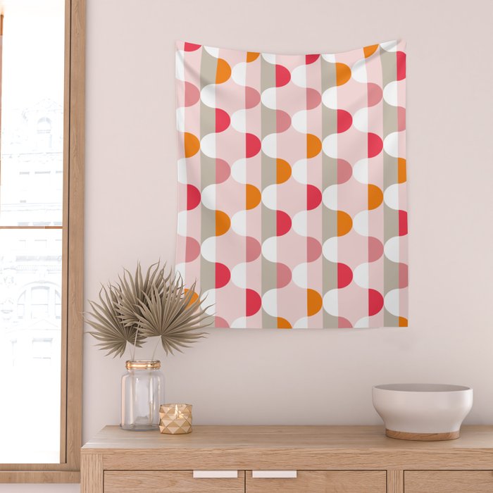 City life facade pearl pink Wall Tapestry Gallery Image 2
