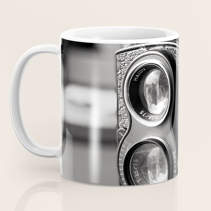 Vintage Camera Tri-pod Seagull black and white photograph - photography - photographs wall decor Coffee Mug Gallery Image 3