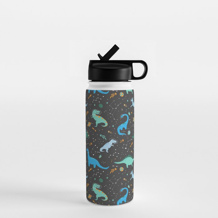 Dinosaurs in Space in Blue Water Bottle Gallery Image 1