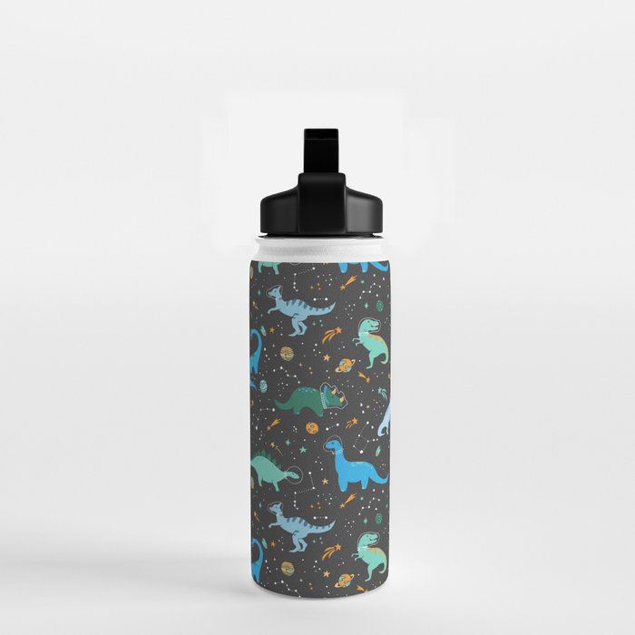 Dinosaurs in Space in Blue Water Bottle Gallery Image 2