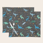 Dinosaurs in Space in Blue Placemat Gallery Image 1