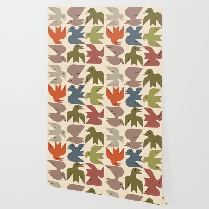 Midcentury Bird Grid Wallpaper Gallery Image 2