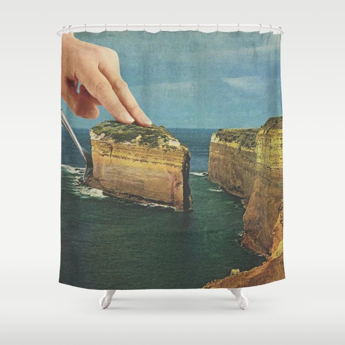 Serving up cake by the seaside - Cake slice Shower Curtain Gallery Image 1