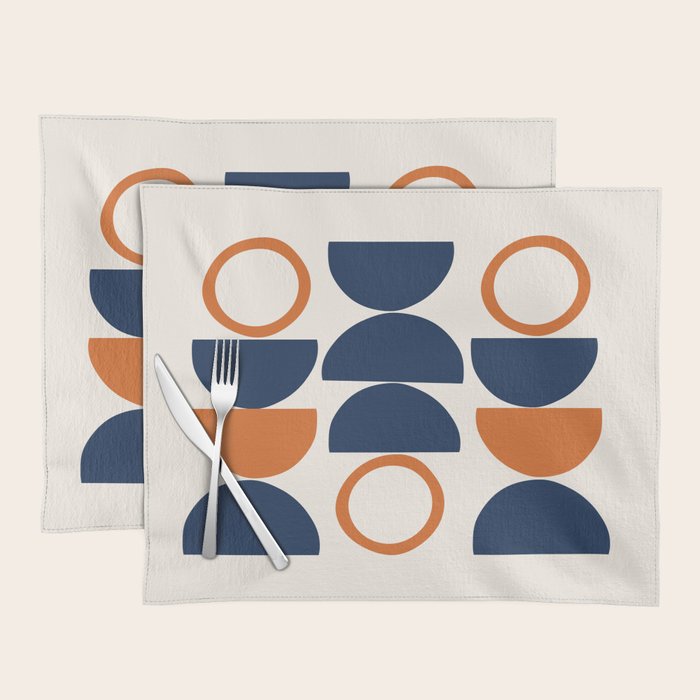 Abstract Shapes 19 in Orange and Navy Blue Placemat Gallery Image 1
