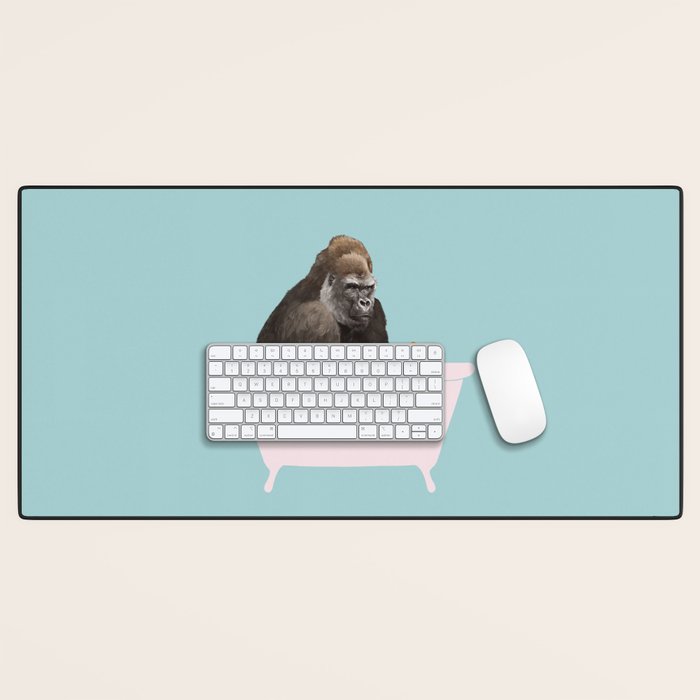 Gorilla in Bathtub Desk Mat Gallery Image 1