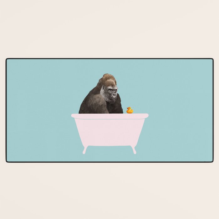Gorilla in Bathtub Desk Mat Gallery Image 3