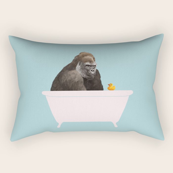 Gorilla in Bathtub Rectangular Pillow Gallery Image 2
