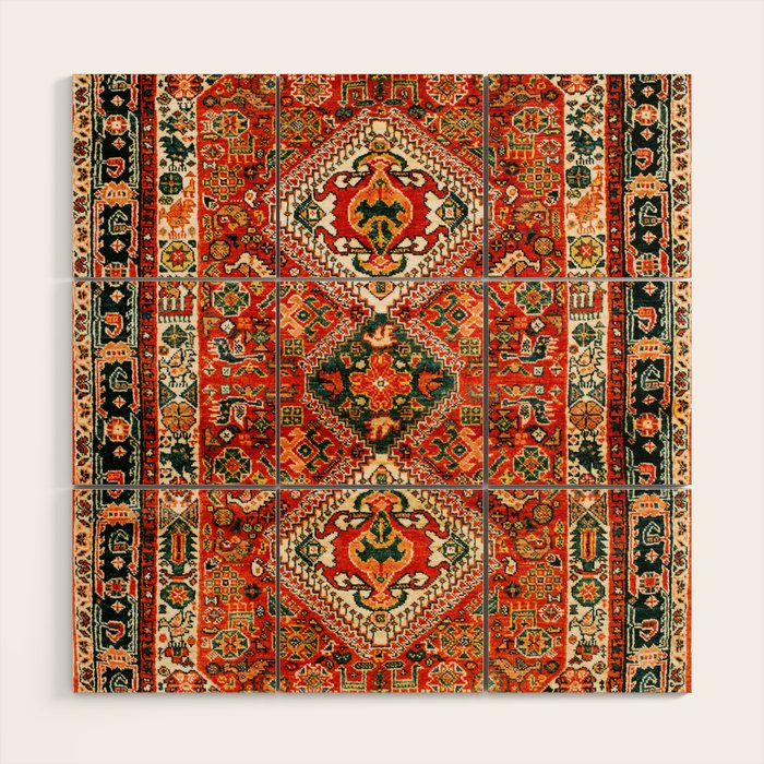 Qashqa'i Fars South West Persian Rug Print Wood Wall Art Gallery Image 1