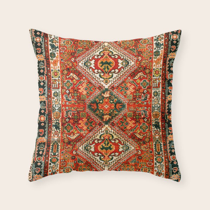 Qashqa'i Fars South West Persian Rug Print Throw Pillow Gallery Image 1