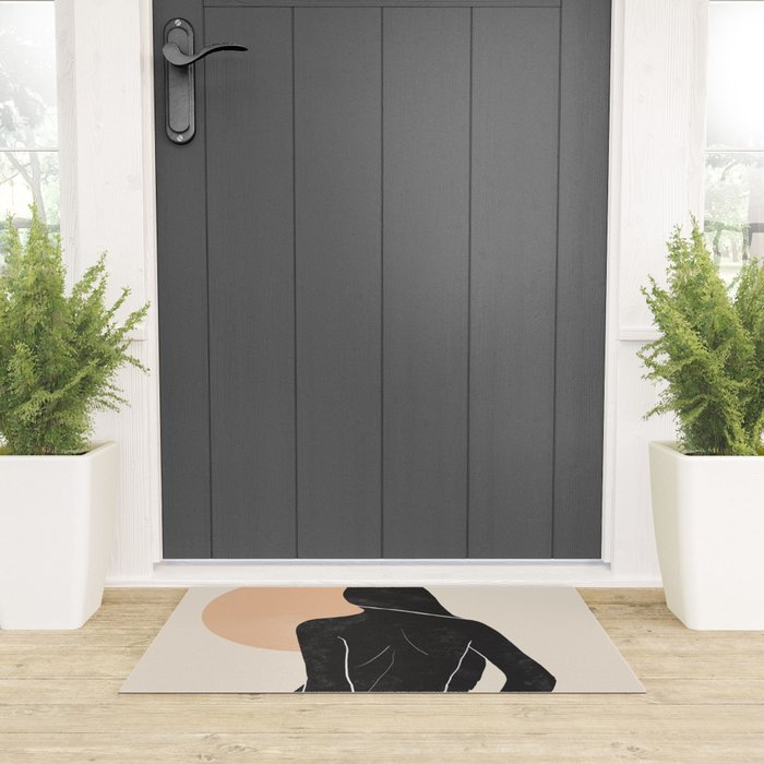 Minimal Abstract Art Nude Woman Welcome Mat Gallery Image 3