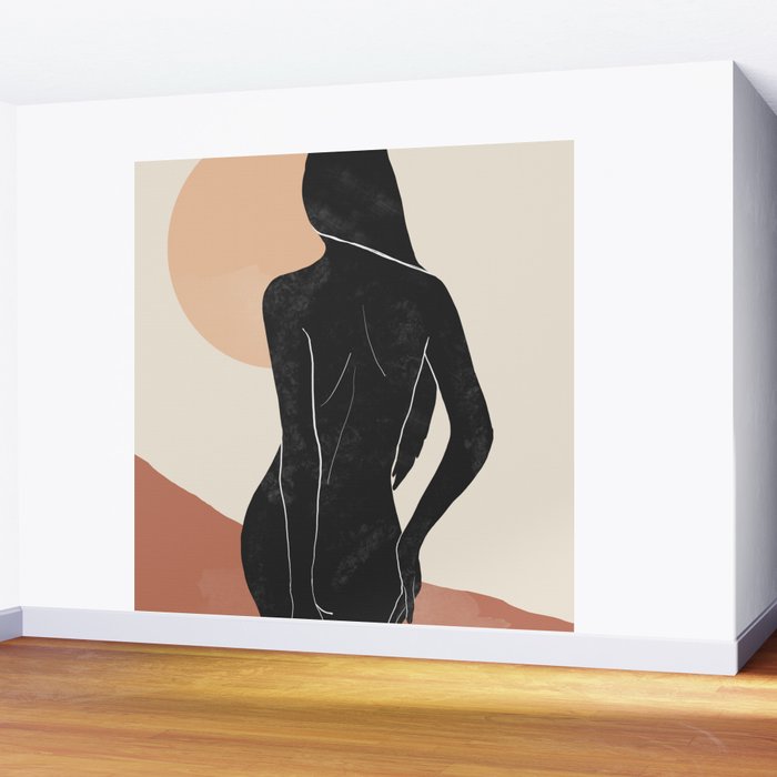 Minimal Abstract Art Nude Woman Wall Mural Gallery Image 2