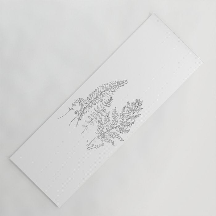 Minimal Line Art Fern Leaves Yoga Mat Gallery Image 1