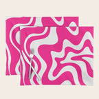 Retro Liquid Swirl Abstract Pattern in Bright Hot Pink Placemat Gallery Image 1