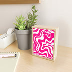 Retro Liquid Swirl Abstract Pattern in Bright Hot Pink Mini Art Print Gallery Image 2