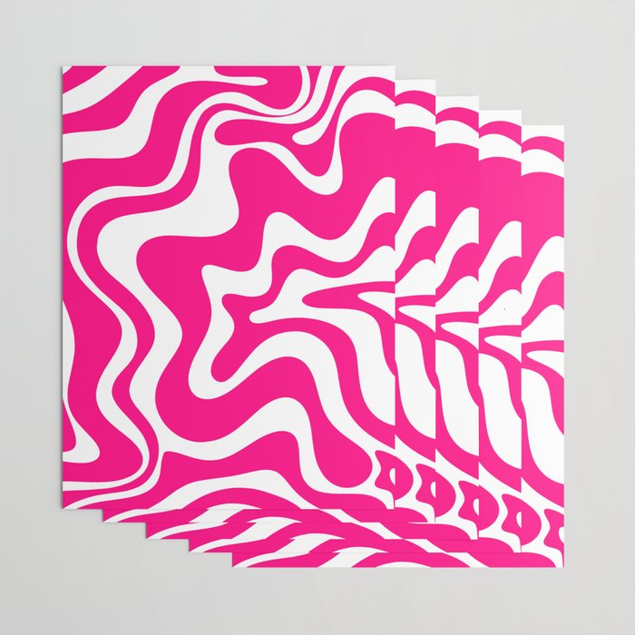 Retro Liquid Swirl Abstract Pattern in Bright Hot Pink Wrapping Paper Gallery Image 3