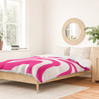 Retro Liquid Swirl Abstract Pattern in Bright Hot Pink Duvet Cover Gallery Image 2