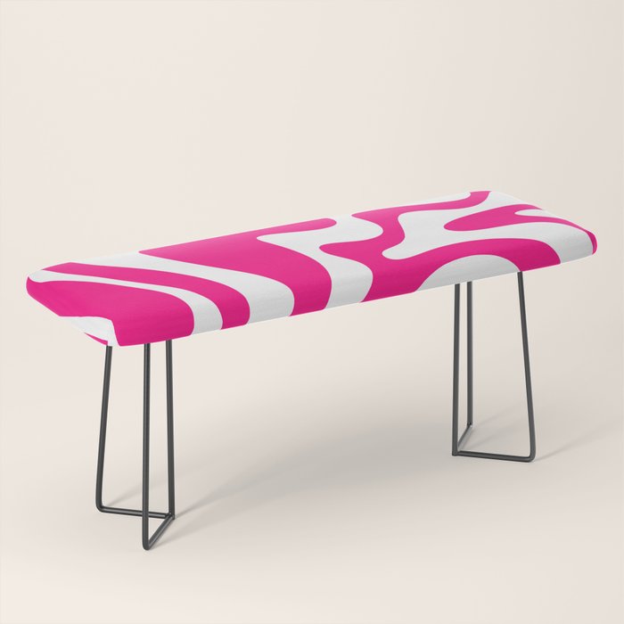 Retro Liquid Swirl Abstract Pattern in Bright Hot Pink Bench Gallery Image 1