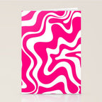 Retro Liquid Swirl Abstract Pattern in Bright Hot Pink Stationery Card Gallery Image 2