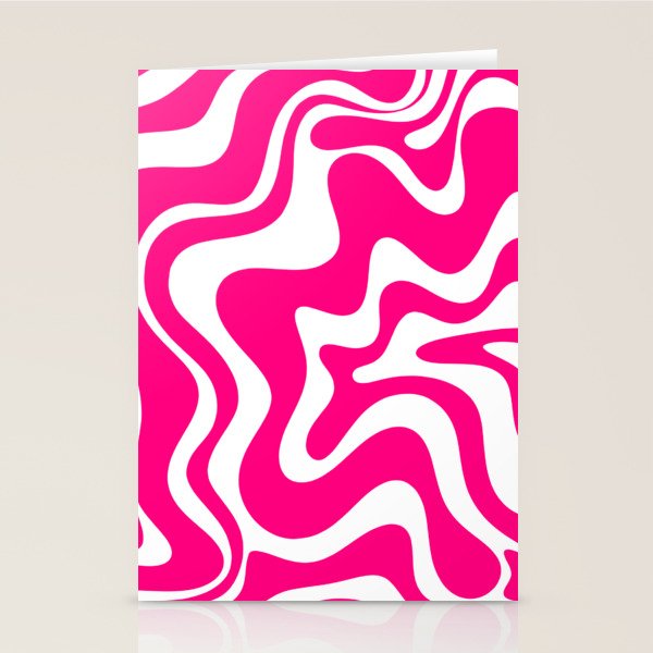 Retro Liquid Swirl Abstract Pattern in Bright Hot Pink Stationery Card Gallery Image 2
