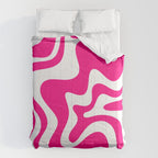 Retro Liquid Swirl Abstract Pattern in Bright Hot Pink Comforter Gallery Image 6