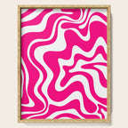 Retro Liquid Swirl Abstract Pattern in Bright Hot Pink Serving Tray Gallery Image 1