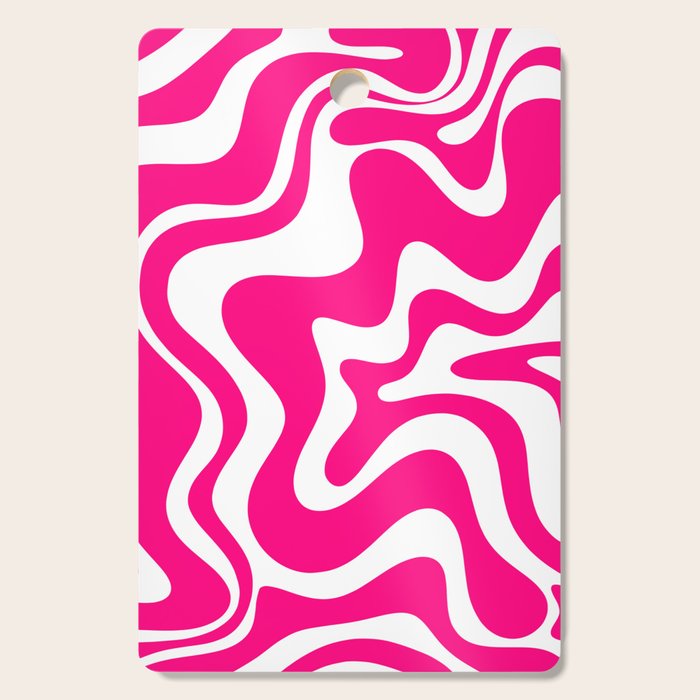 Retro Liquid Swirl Abstract Pattern in Bright Hot Pink Cutting Board Gallery Image 1