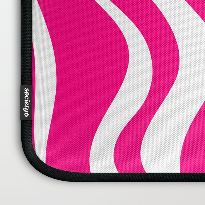 Retro Liquid Swirl Abstract Pattern in Bright Hot Pink Laptop Sleeve Gallery Image 3