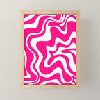 Retro Liquid Swirl Abstract Pattern in Bright Hot Pink Mini Art Print Gallery Image 1