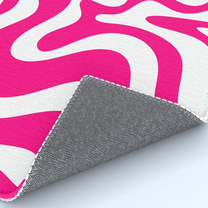 Retro Liquid Swirl Abstract Pattern in Bright Hot Pink Rug Gallery Image 4