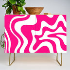 Retro Liquid Swirl Abstract Pattern in Bright Hot Pink Credenza Gallery Image 1