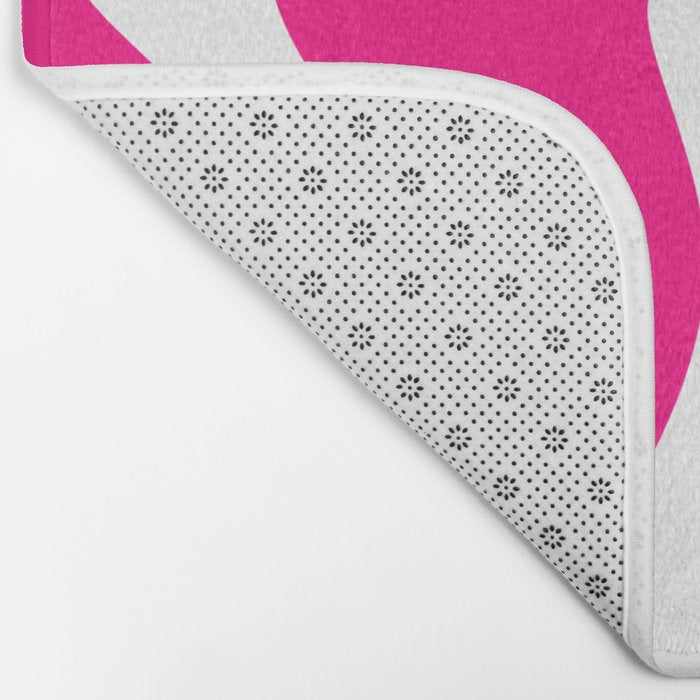 Retro Liquid Swirl Abstract Pattern in Bright Hot Pink Bath Mat Gallery Image 2