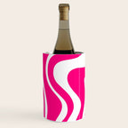 Retro Liquid Swirl Abstract Pattern in Bright Hot Pink Wine Chiller Gallery Image 2