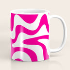 Retro Liquid Swirl Abstract Pattern in Bright Hot Pink Coffee Mug Gallery Image 1