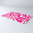 Retro Liquid Swirl Abstract Pattern in Bright Hot Pink Rug Gallery Image 3