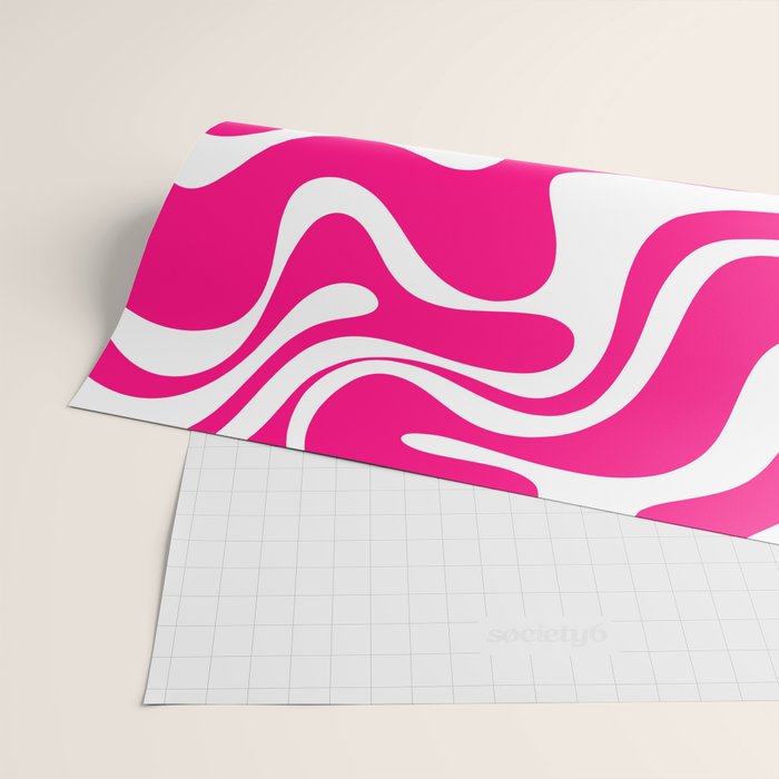 Retro Liquid Swirl Abstract Pattern in Bright Hot Pink Wrapping Paper Gallery Image 2